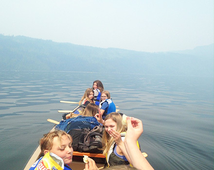 campers in canoe on Outbound trip