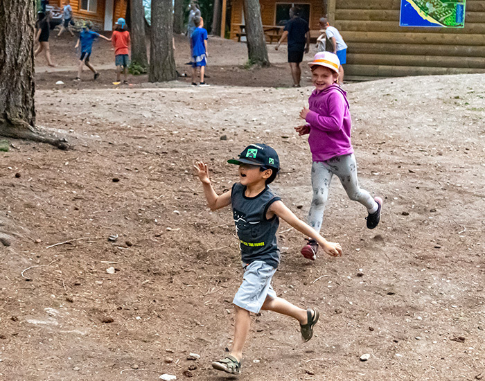 Playing Headhunters, girl chasing boy