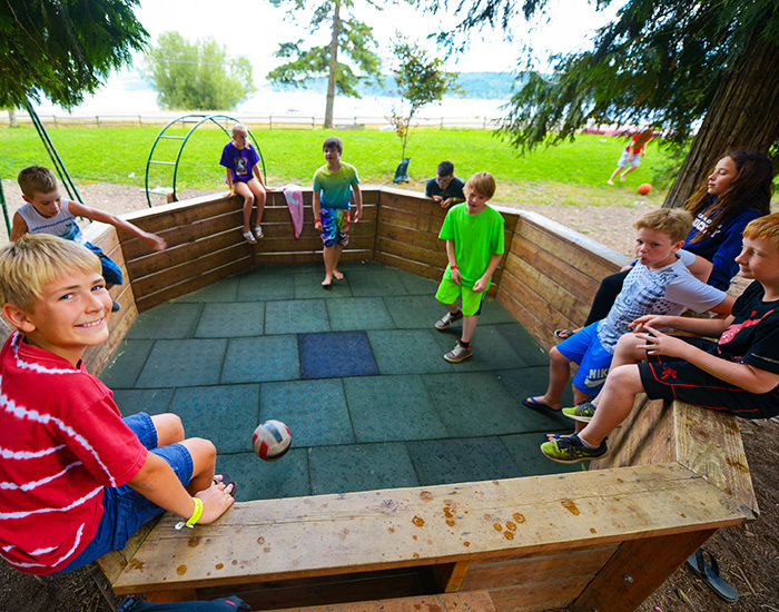 campers using Brae Ball Pit